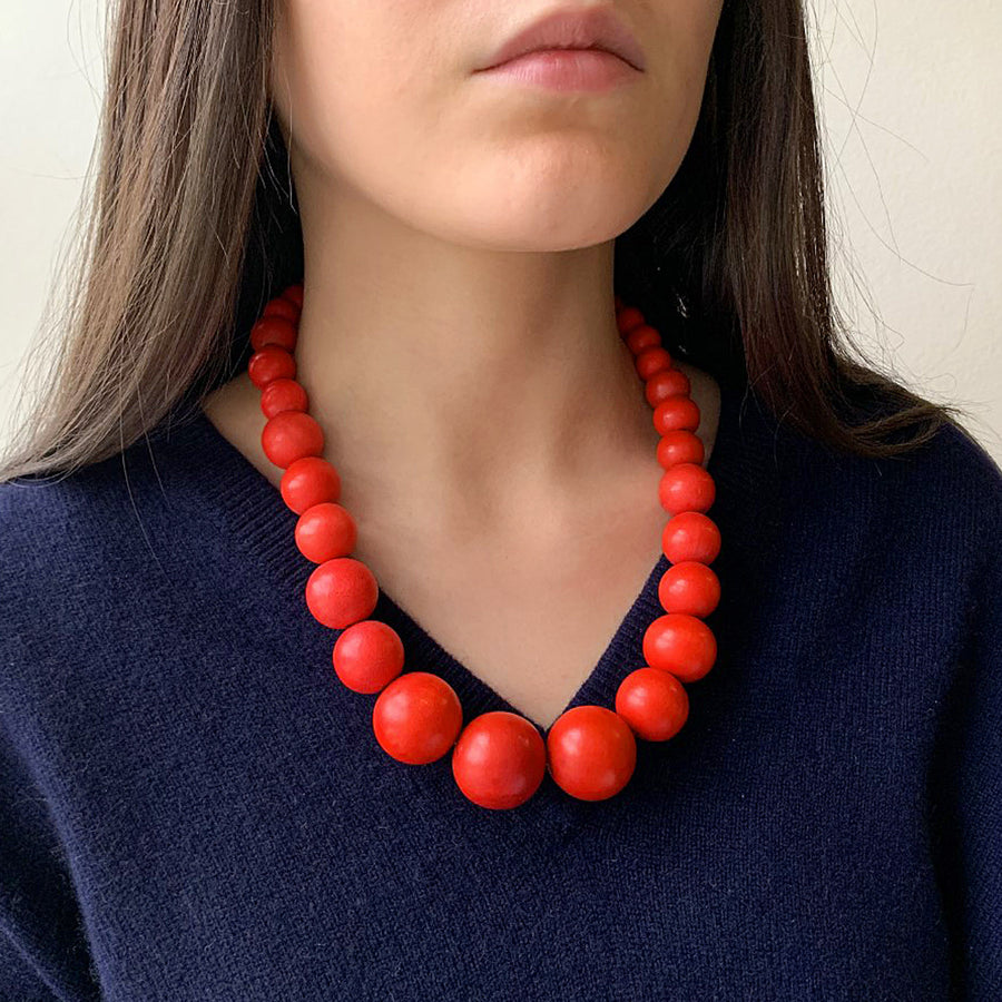 Graduated Wood Ball Necklace (x8 colours)