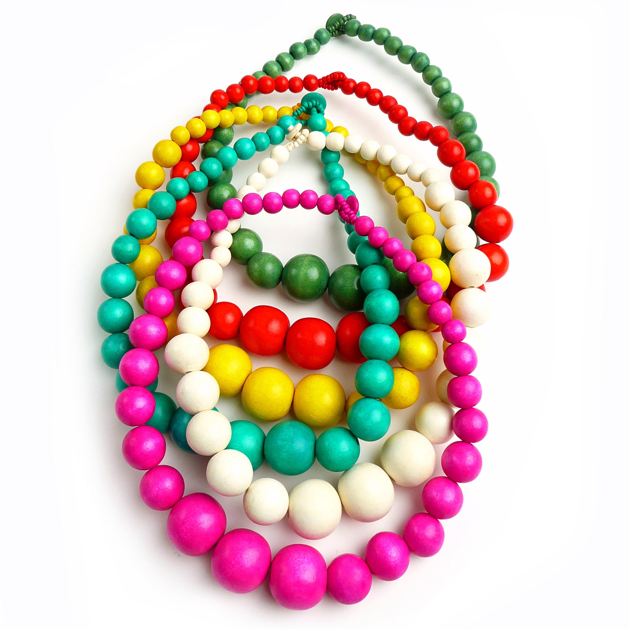 Graduated Wood Ball Necklace (x8 colours)