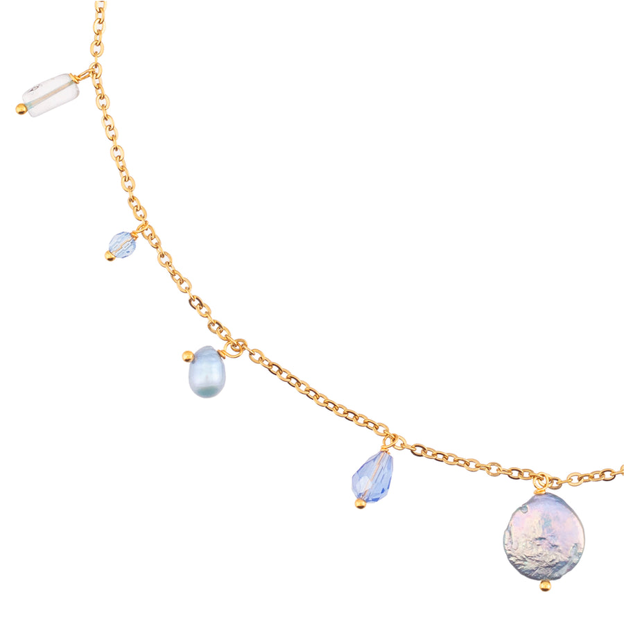 RL2521 NST1 Baby Blue Coin Pearl Necklace